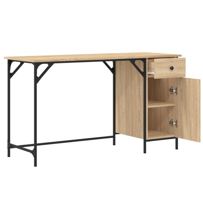 Bureau d'ordinateur chêne sonoma 131x48x75 cm bois d’ingénierie – Image 6