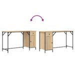 Bureau d'ordinateur chêne sonoma 131x48x75 cm bois d’ingénierie – Image 7
