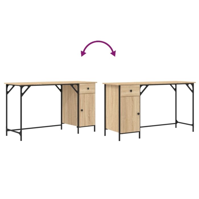 Bureau d'ordinateur chêne sonoma 131x48x75 cm bois d’ingénierie – Image 7