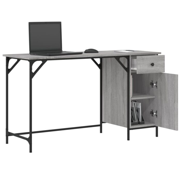 Bureau d'ordinateur sonoma gris 131x48x75 cm bois d’ingénierie – Image 2
