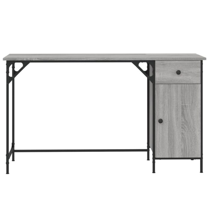 Bureau d'ordinateur sonoma gris 131x48x75 cm bois d’ingénierie – Image 3