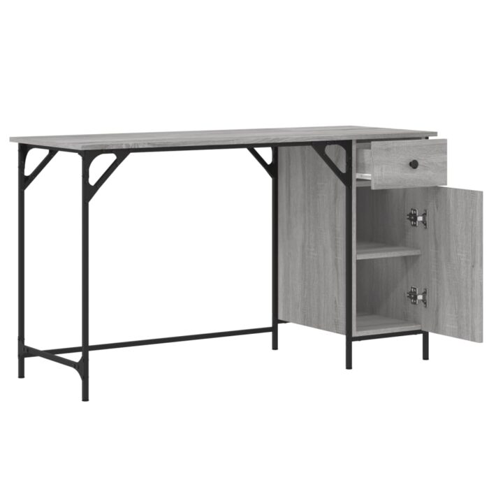 Bureau d'ordinateur sonoma gris 131x48x75 cm bois d’ingénierie – Image 6
