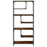 Bibliothèque chêne fumé 81x36x176 cm bois d'ingénierie – Image 3