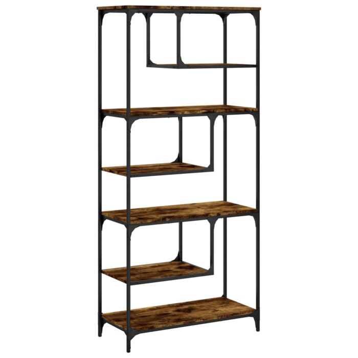 Bibliothèque chêne fumé 81x36x176 cm bois d'ingénierie – Image 4