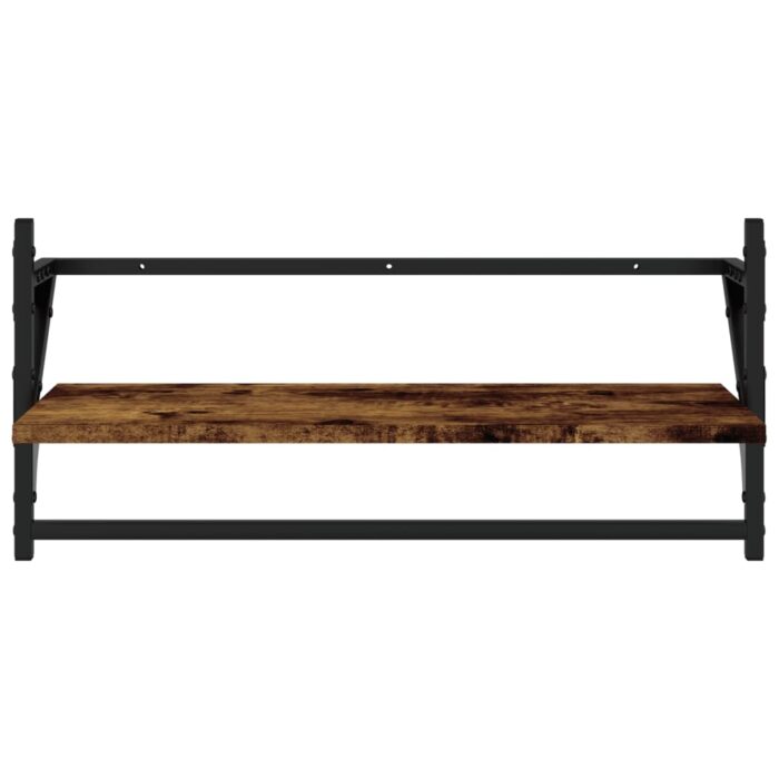 Ensemble d'étagères murales avec barres 6 pcs chêne fumé – Image 11