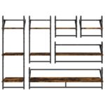 Ensemble d'étagères murales avec barres 6 pcs chêne fumé – Image 2