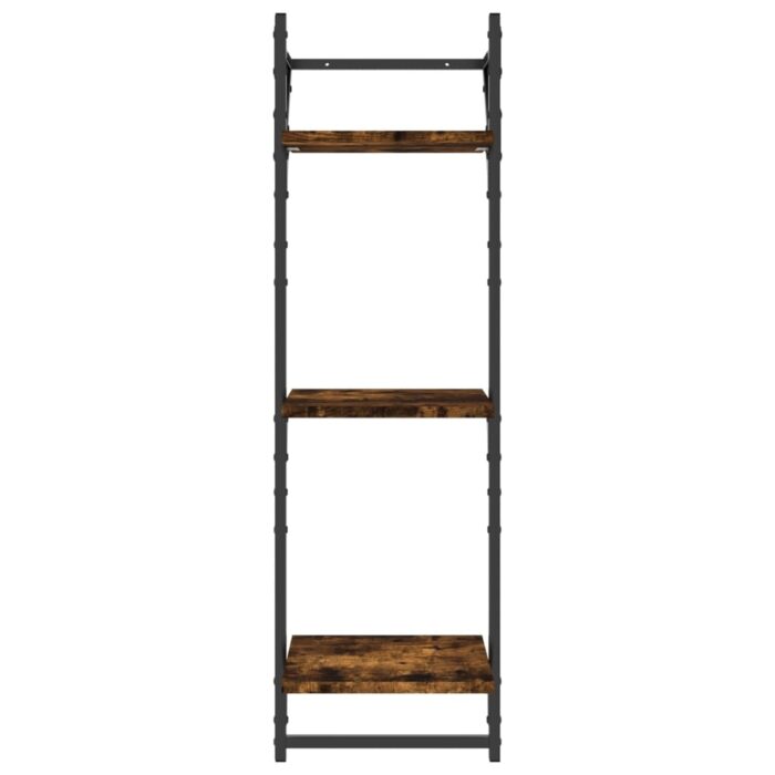 Ensemble d'étagères murales avec barres 6 pcs chêne fumé – Image 6