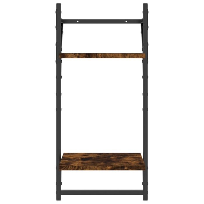 Ensemble d'étagères murales avec barres 6 pcs chêne fumé – Image 8