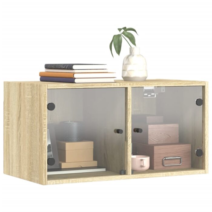 Armoire murale avec portes en verre chêne sonoma 68,5x37x35 cm – Image 2