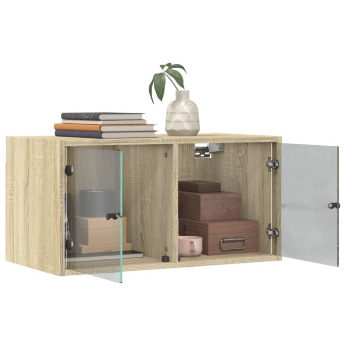 Armoire murale avec portes en verre chêne sonoma 68,5x37x35 cm – Image 3