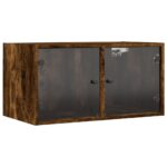 Armoires murales et portes vitrées 2pcs chêne fumé 68,5x37x35cm – Image 4