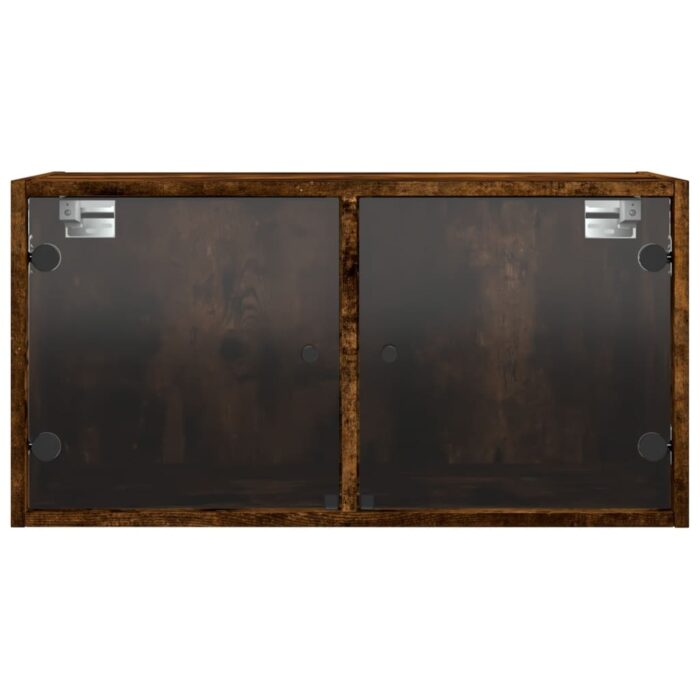 Armoires murales et portes vitrées 2pcs chêne fumé 68,5x37x35cm – Image 5