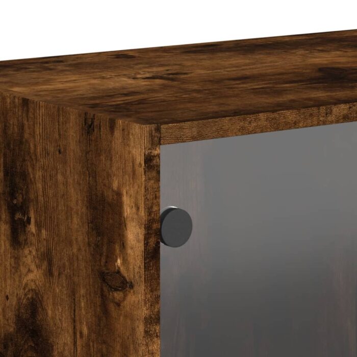 Armoires murales et portes vitrées 2pcs chêne fumé 68,5x37x35cm – Image 8