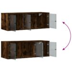 Armoire murale avec portes en verre chêne fumé 102x37x35 cm – Image 9