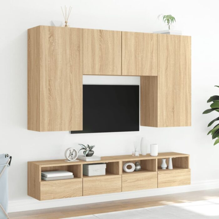 Meuble TV mural chêne sonoma 80x30x30 cm bois d'ingénierie – Image 2