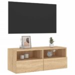 Meuble TV mural chêne sonoma 80x30x30 cm bois d'ingénierie – Image 3