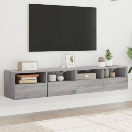 Meubles TV muraux 2pcs sonoma gris 80x30x30cm bois d'ingénierie