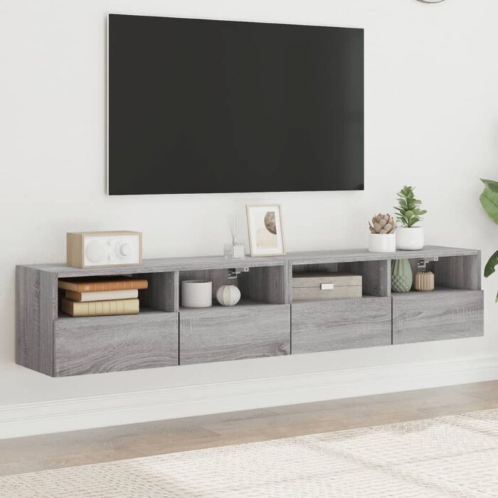 Meubles TV muraux 2pcs sonoma gris 80x30x30cm bois d'ingénierie – Image 1