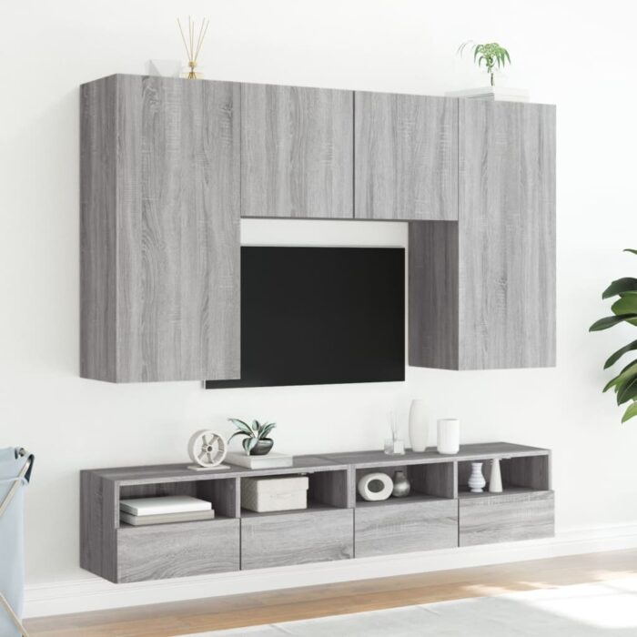 Meubles TV muraux 2pcs sonoma gris 80x30x30cm bois d'ingénierie – Image 2