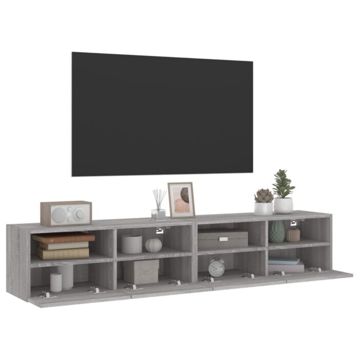 Meubles TV muraux 2pcs sonoma gris 80x30x30cm bois d'ingénierie – Image 4