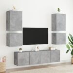 Meuble TV mural gris béton 40,5x30x40 cm bois d'ingénierie – Image 2