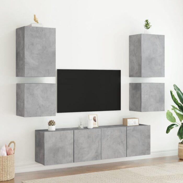 Meuble TV mural gris béton 40,5x30x40 cm bois d'ingénierie – Image 2