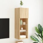 Meuble TV avec lumières LED chêne sonoma 30,5x30x90 cm