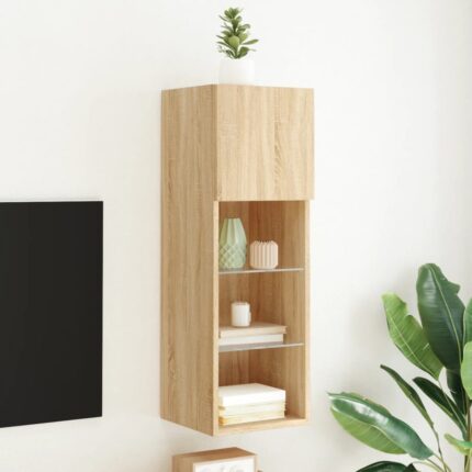 Meuble TV avec lumières LED chêne sonoma 30,5x30x90 cm