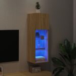 Meuble TV avec lumières LED chêne sonoma 30,5x30x90 cm – Image 3