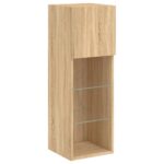 Meuble TV avec lumières LED chêne sonoma 30,5x30x90 cm – Image 5