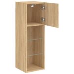 Meuble TV avec lumières LED chêne sonoma 30,5x30x90 cm – Image 6
