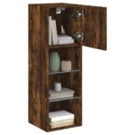 Meubles TV avec lumières LED 2 pcs chêne fumé 30,5x30x90 cm – Image 3