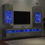 Meubles TV avec lumières LED 2 pcs gris béton 40,5x30x90 cm – Image 2