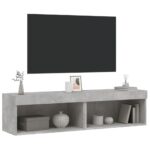 Meubles TV avec lumières LED 2 pcs gris béton 60x30x30 cm – Image 4