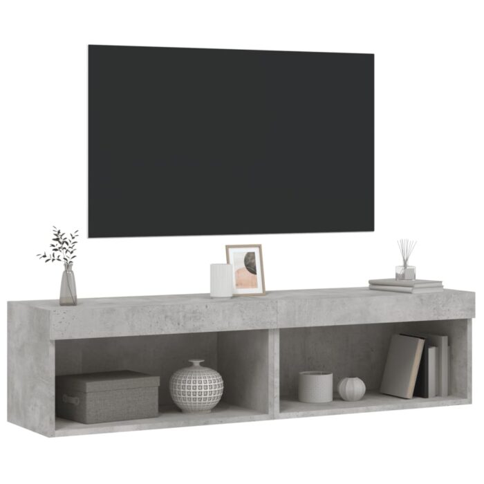 Meubles TV avec lumières LED 2 pcs gris béton 60x30x30 cm – Image 4