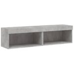 Meubles TV avec lumières LED 2 pcs gris béton 60x30x30 cm – Image 5