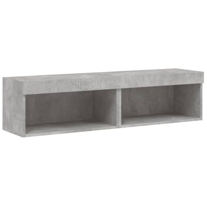 Meubles TV avec lumières LED 2 pcs gris béton 60x30x30 cm – Image 5