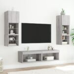 Meuble TV avec lumières LED sonoma gris 60x30x30 cm – Image 2