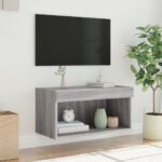 Meuble TV avec lumières LED sonoma gris 60x30x30 cm – Image 3
