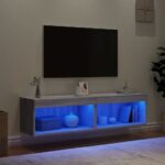 Meubles TV avec lumières LED 2 pcs sonoma gris 60x30x30 cm – Image 2