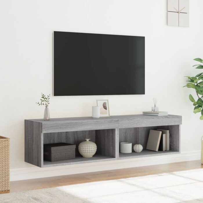 Meubles TV avec lumières LED 2 pcs sonoma gris 60x30x30 cm – Image 3