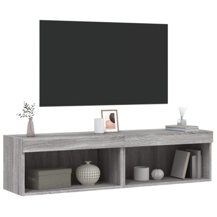 Meubles TV avec lumières LED 2 pcs sonoma gris 60x30x30 cm – Image 4