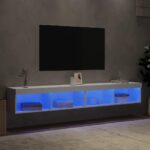 Meubles TV avec lumières LED 2 pcs blanc 100x30x30 cm – Image 2