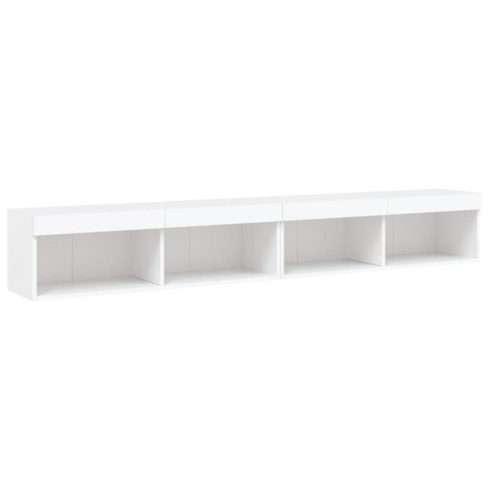 Meubles TV avec lumières LED 2 pcs blanc 100x30x30 cm – Image 5