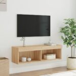 Meuble TV avec lumières LED chêne sonoma 100x30x30 cm – Image 4