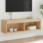 Meuble TV avec lumières LED chêne sonoma 100x30x30 cm – Image 5