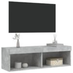 Meuble TV avec lumières LED gris béton 100x30x30 cm – Image 6