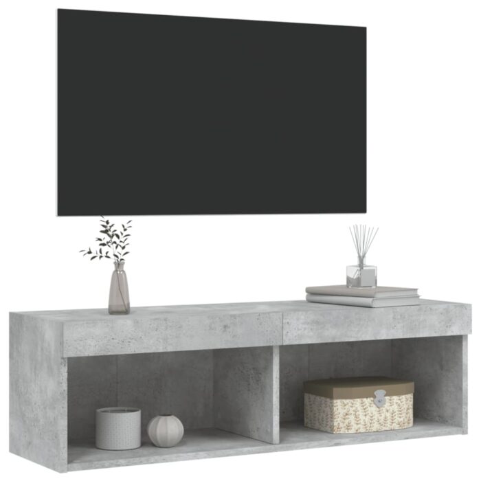 Meuble TV avec lumières LED gris béton 100x30x30 cm – Image 6
