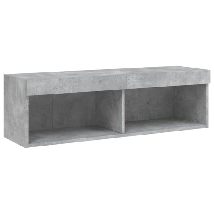 Meuble TV avec lumières LED gris béton 100x30x30 cm – Image 7