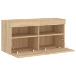 Meuble TV mural avec lumières LED chêne sonoma 80x30x40 cm – Image 6